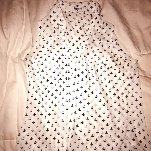 Express Tops - ⚓️NWOT EXPRESS SZ SM SHEER SLEEVELESS ANCHOR TOP! ⚓️